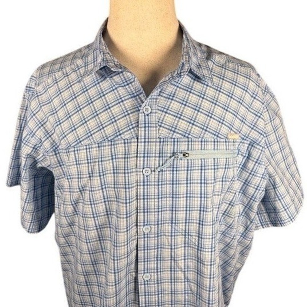 Columbia Mens XXL Blue Plaid Short Sleeve Button Down Shirt 1728841-438